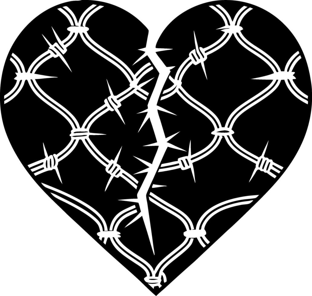 Broken Heart with Barbed Wire Design for Tattoo and Graphic Art Inspiration vector
