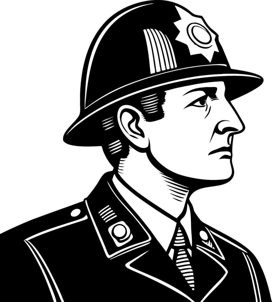 Vintage Police Officer Profile Illustration for Tattoo Designs and Graphic Art vector