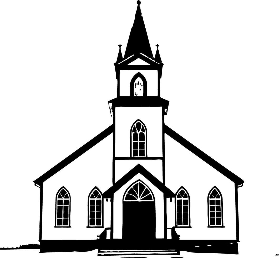 Traditional Gothic Church Outline Design for Creative Projects and Illustrations vector