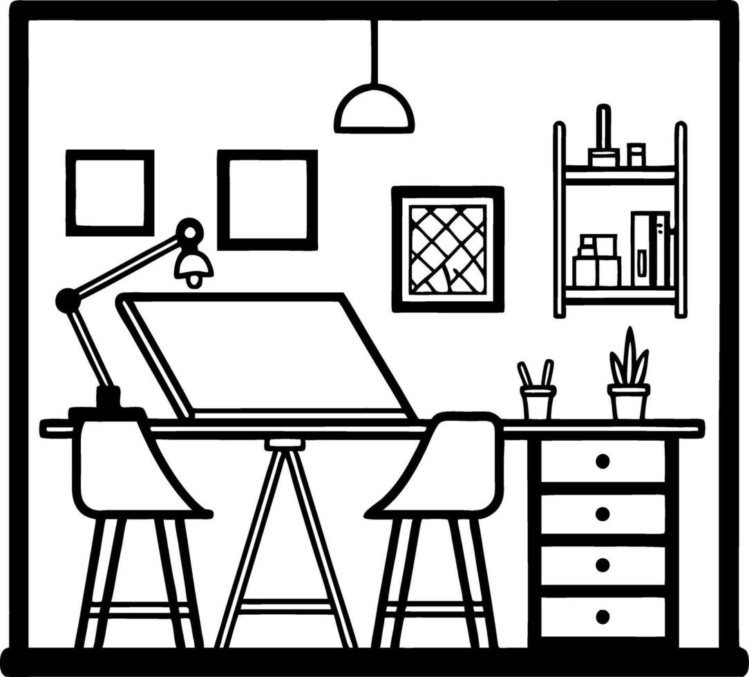 Creative Workspace Illustration for Home Office Design and Inspiration vector