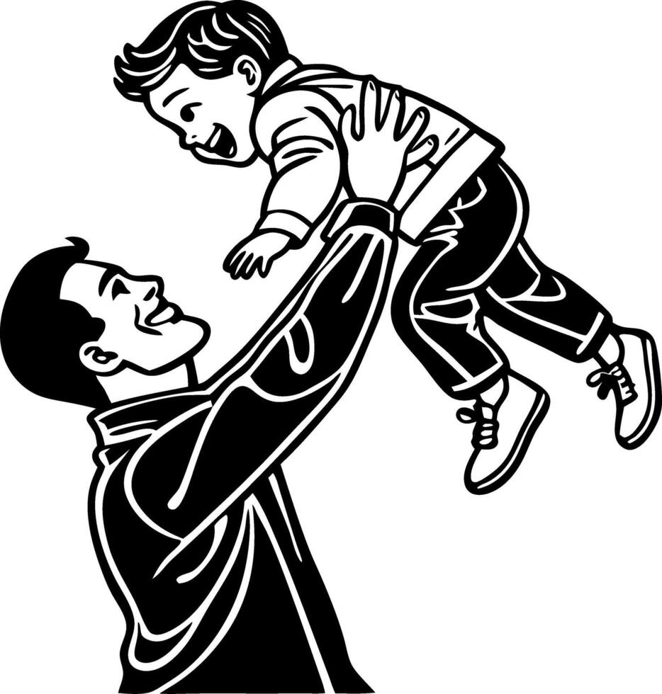Joyful Father and Son Playful Bonding Moment Illustration for Family Themes vector