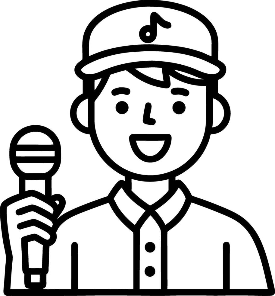 Happy Young Male Singer Holding Microphone in Casual Outfit for Music Events and Performances vector