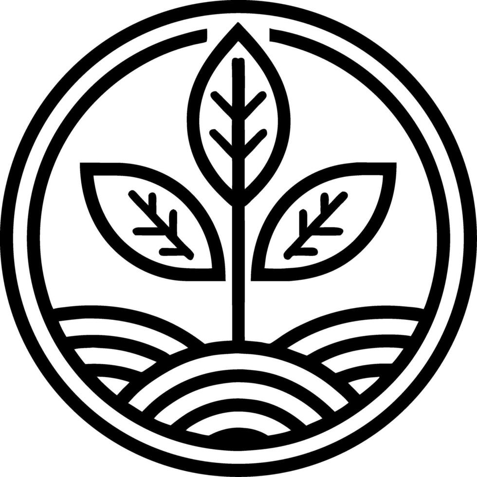 Stylized Green Leaf and Plant Growth Symbol with Circular Design for Eco-Friendly Projects vector
