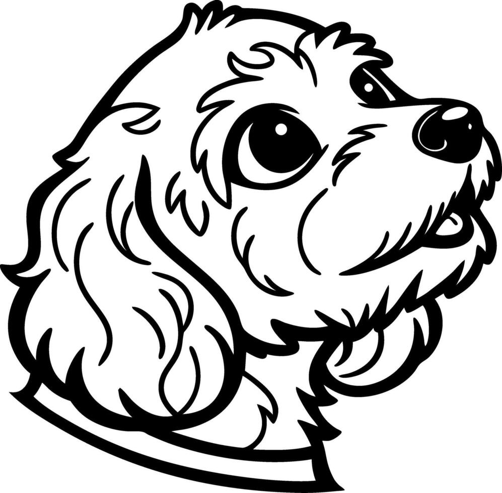 Adorable Cartoon Dog Face Outline for Tattoo Design and Coloring Book Illustrations vector