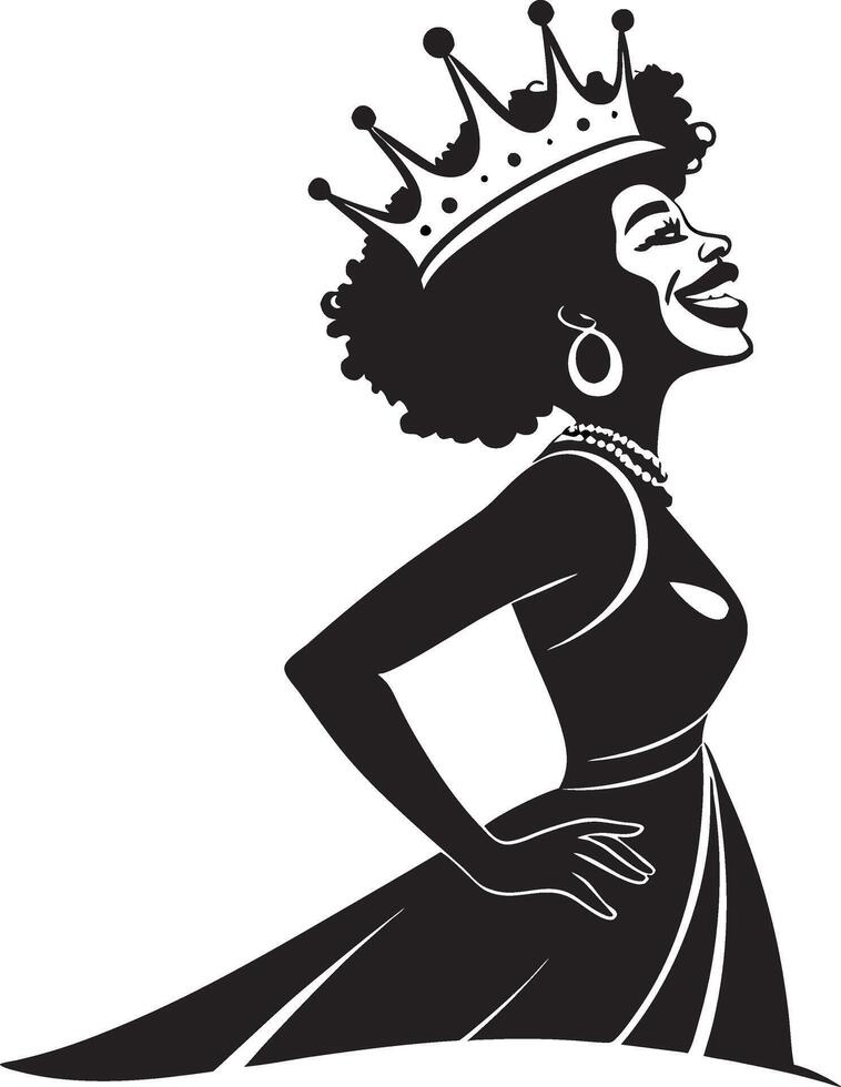Elegant Black Woman with Crown and Dress Celebrating Beauty and Empowerment vector