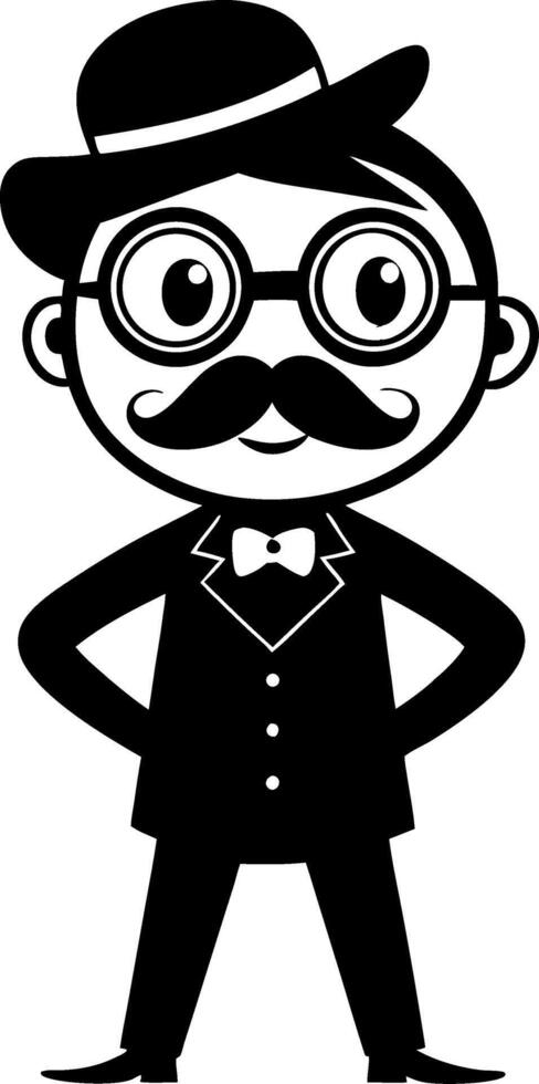Vintage Cartoon Gentleman Character with Hat Mustache and Bowtie for Fun Designs and Crafts vector