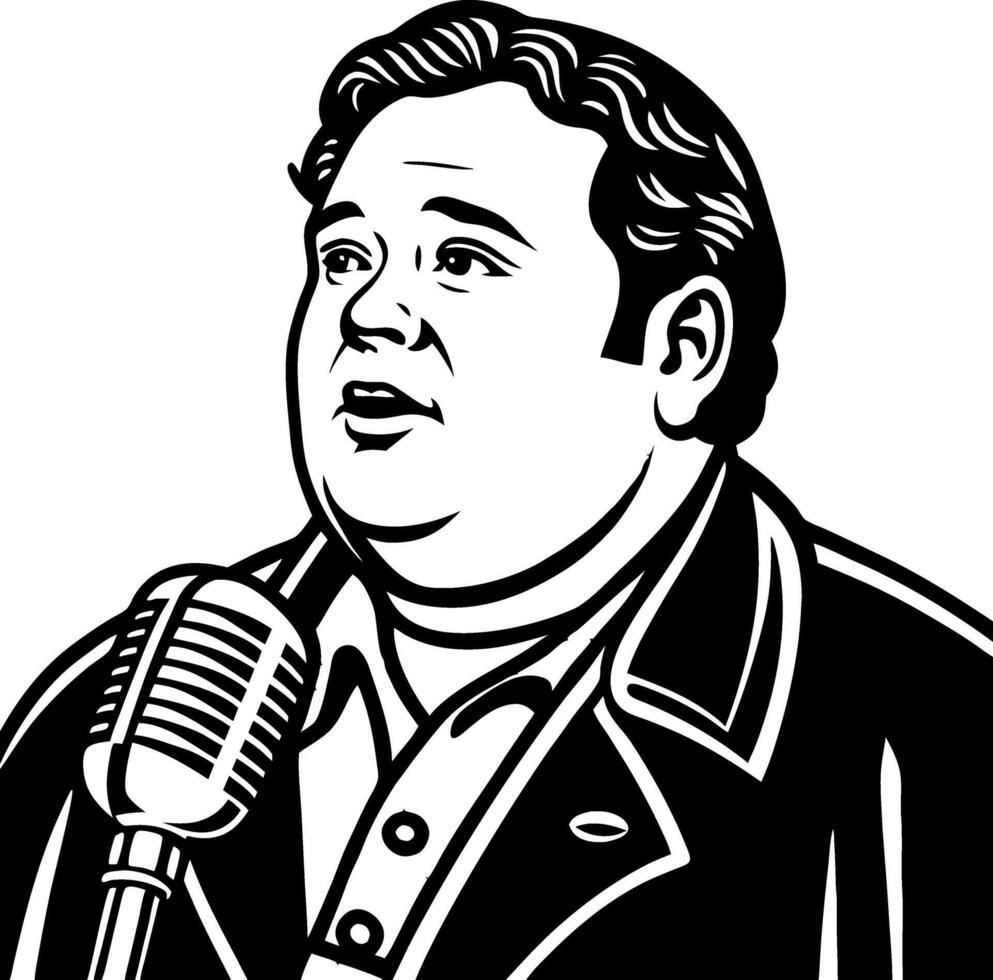 Vintage Comic Style Performer with Microphone Singing Cartoon Illustration vector