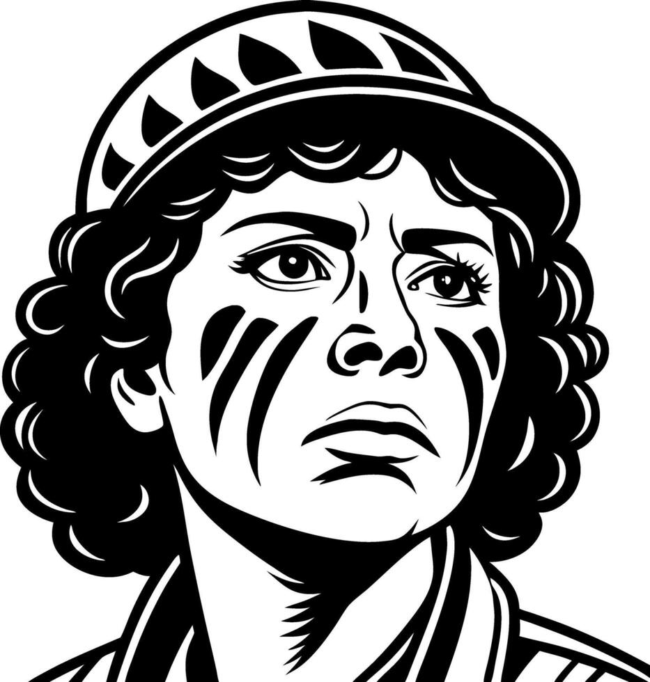 Bold Determined Warrior Character with Battle Paint and Unique Headgear for Creative Designs vector