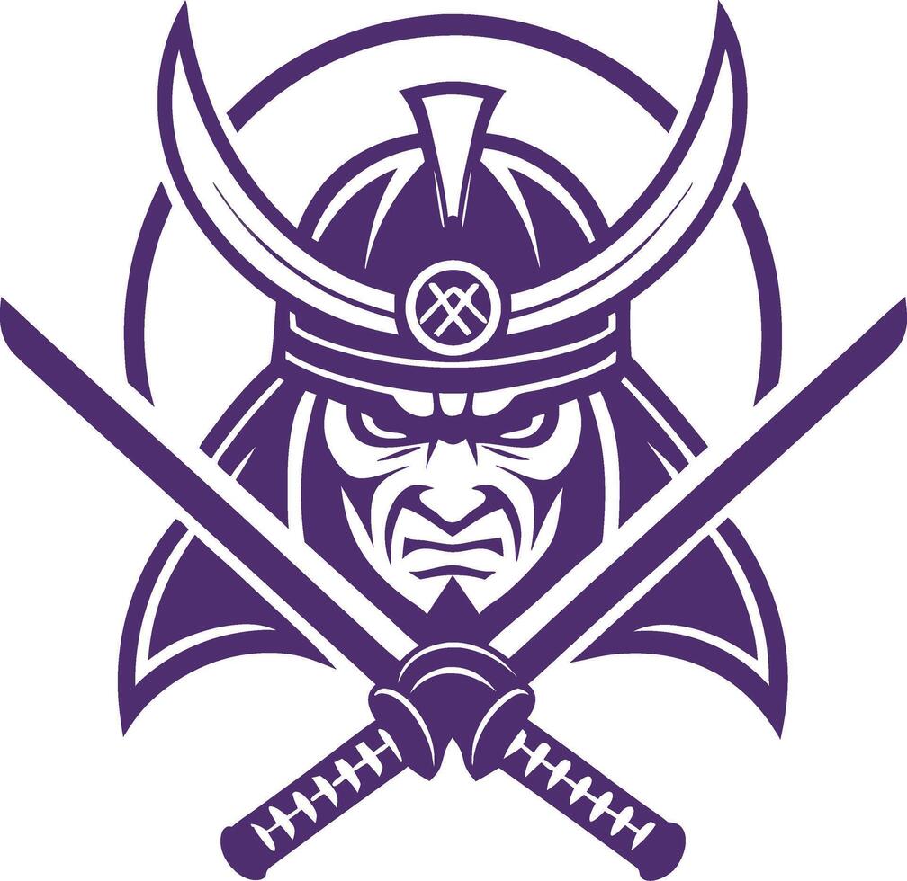 Fierce Samurai Warrior with Twin Swords Design for Tattoo and Graphic Applications vector
