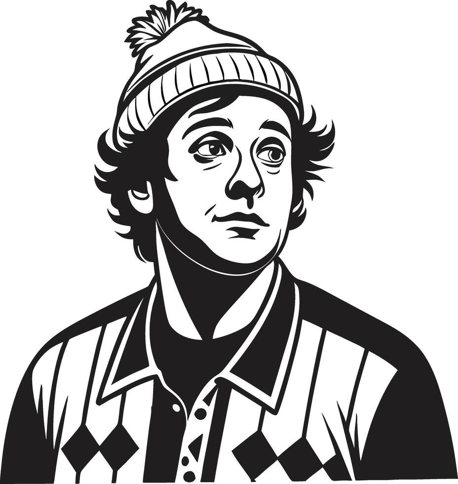 Classic Retro Character Portrait with Beanie for Tattoo Design and Illustrative Artwork vector