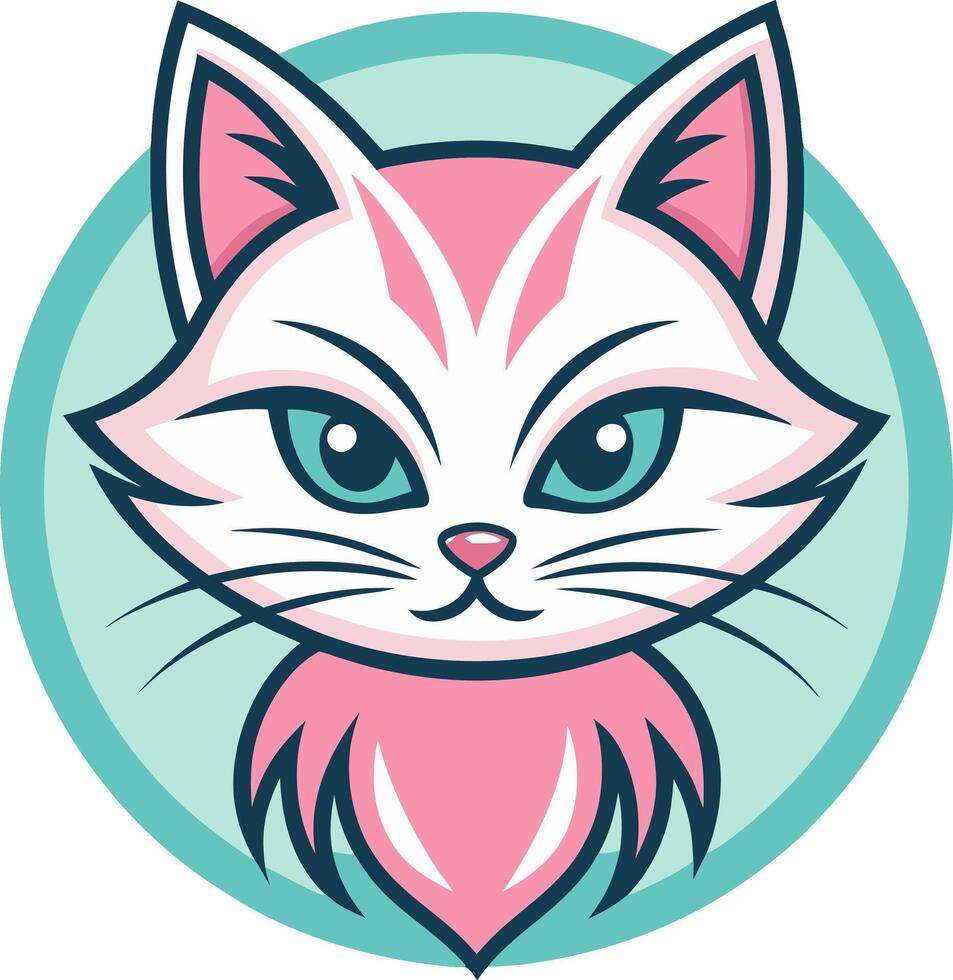 Cute Pink Cat Face Design for Pet Lovers and Creative Projects vector