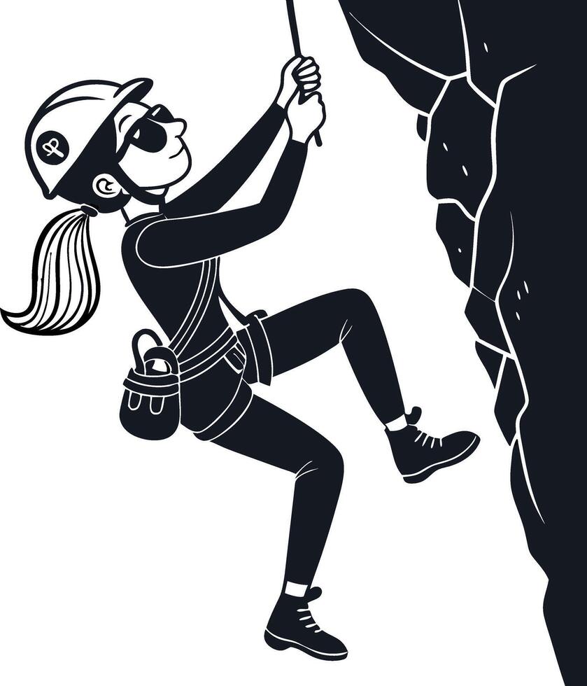 Dynamic Rock Climber Scaling Steep Cliff Illustration for Adventure Themes vector