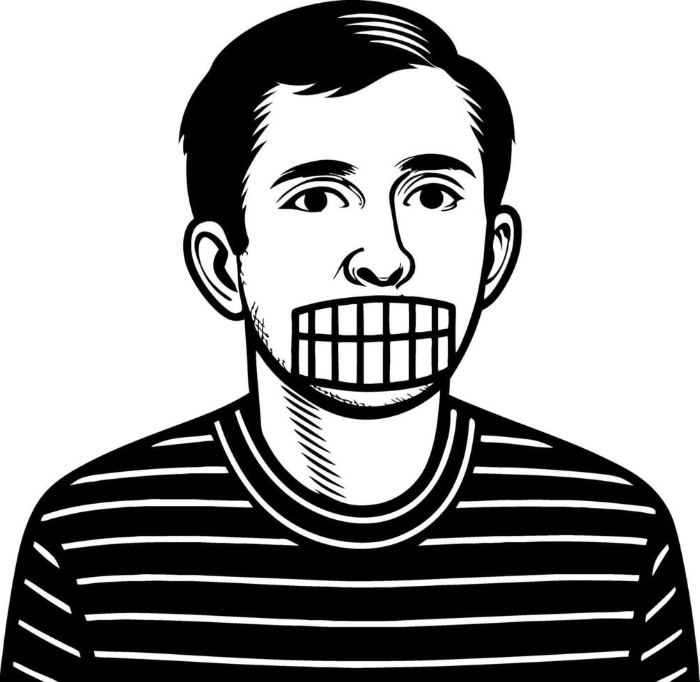 Illustration of a Man with a Grinning Mouth for Creative Tattoo Design and Art Projects vector