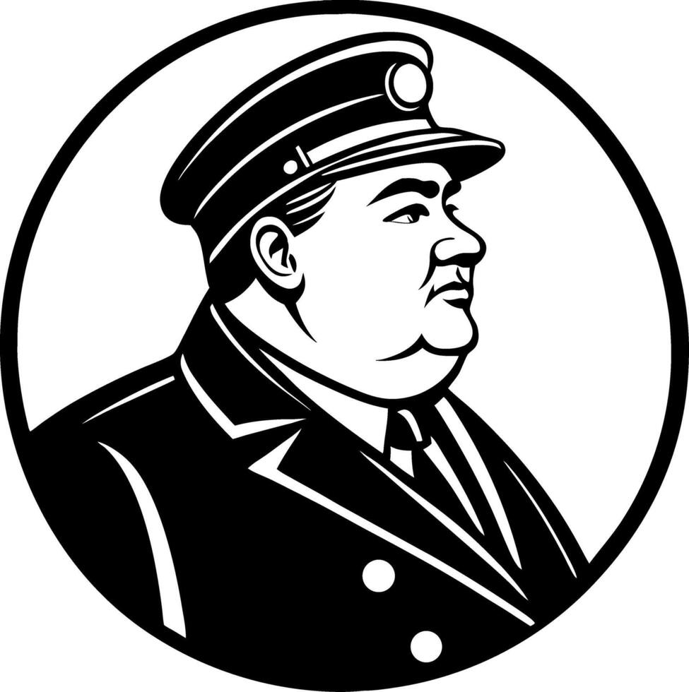 Vintage Police Officer Portrait Illustration in Circular Badge Style vector