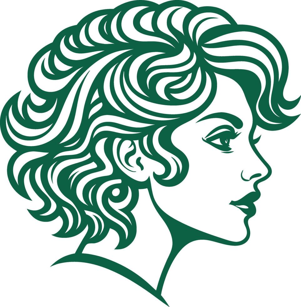 Elegant Woman Profile with Intricate Curly Hair Design for Fashion and Beauty Projects vector