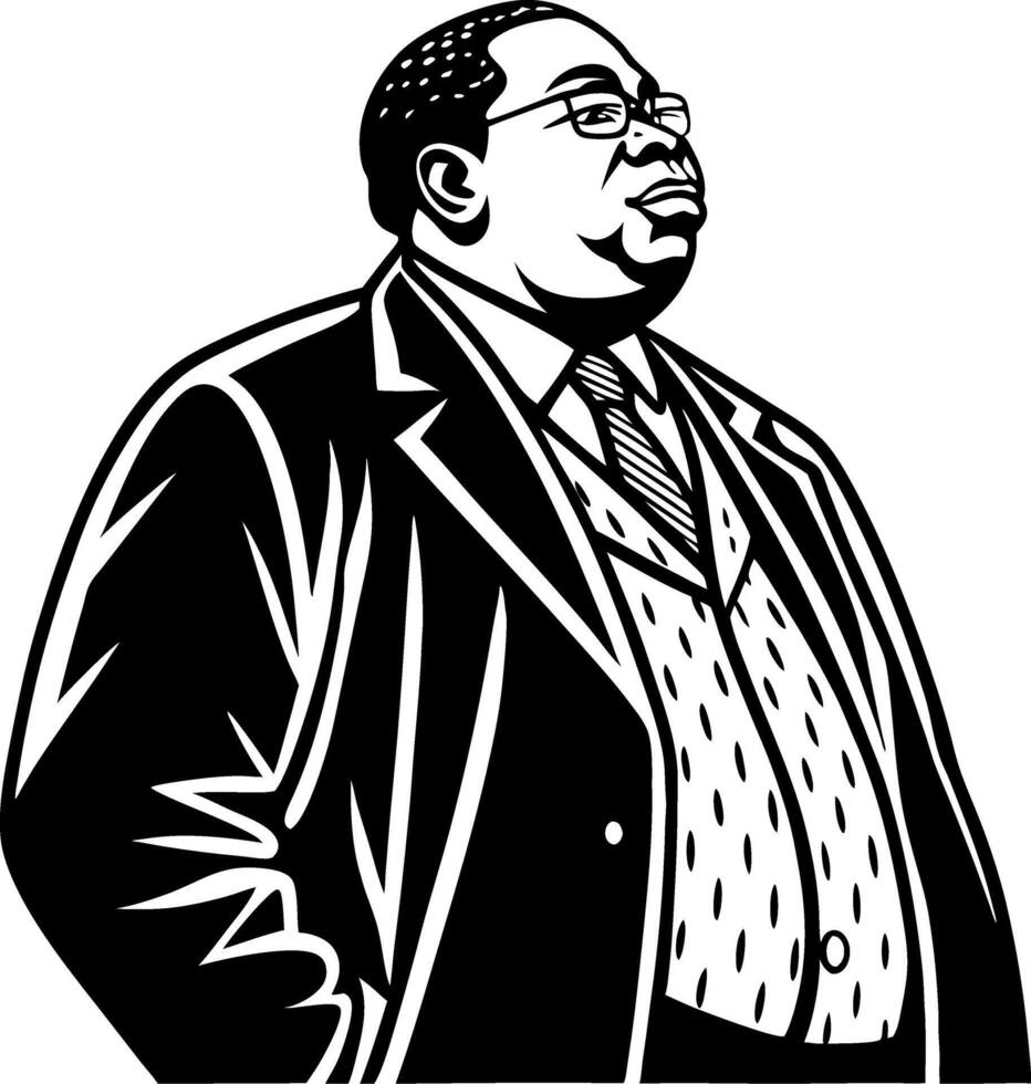 Confident African American Man in Suit Monochrome Art for Graphic Design Projects vector
