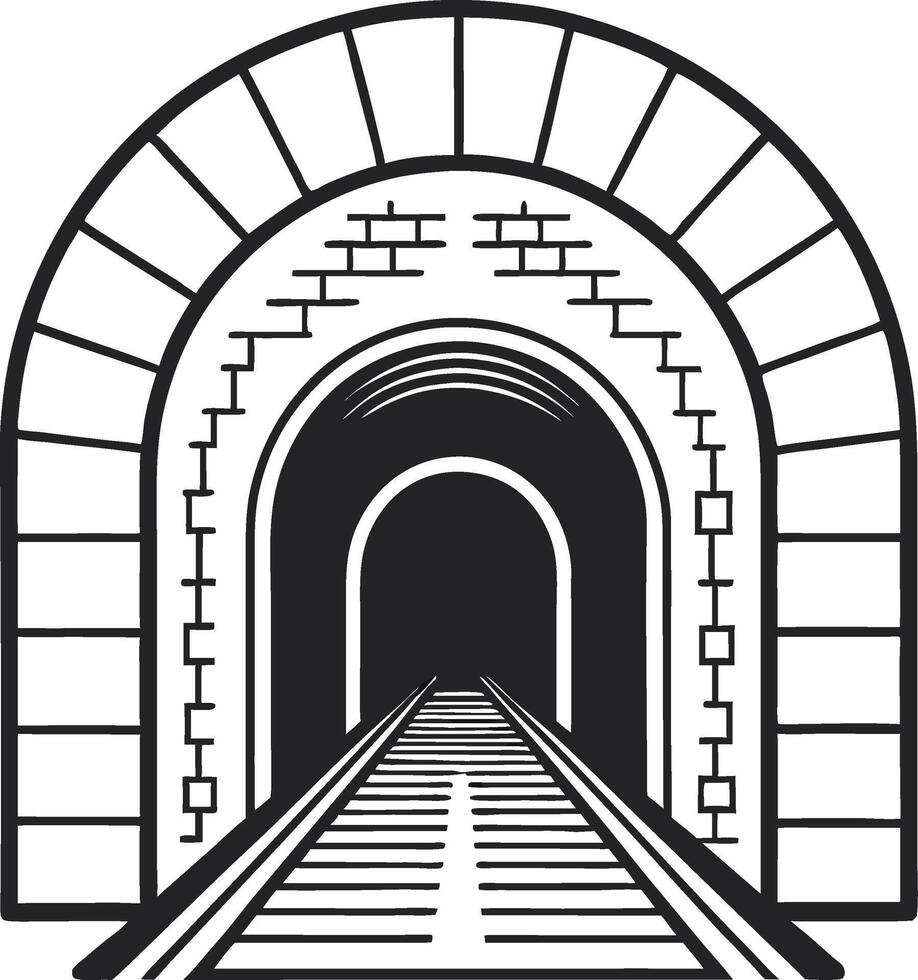 Tunnel Entrance with Railway Tracks Detailed Design for Artwork and Tattoos vector