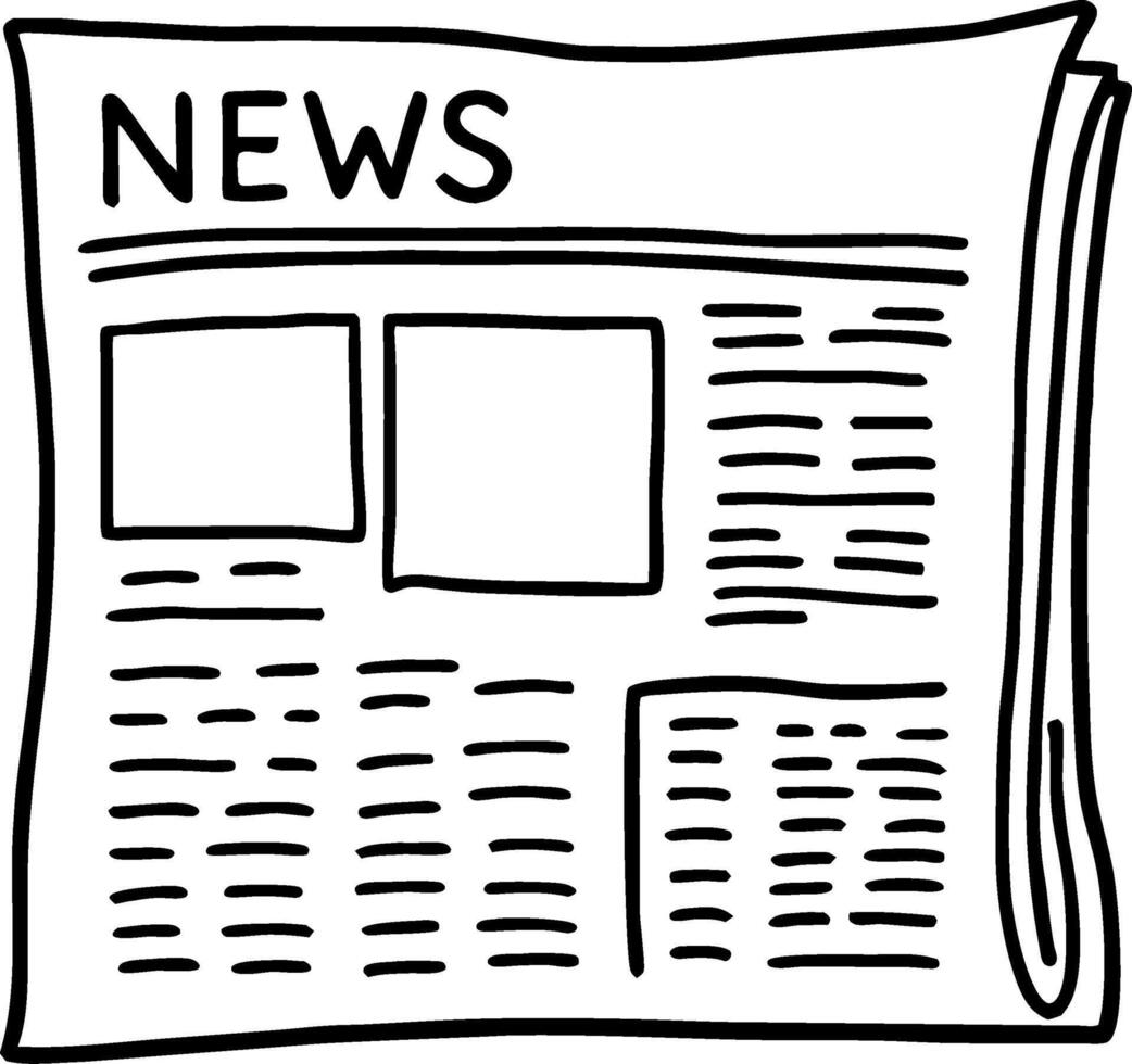 Hand-Drawn News Paper Illustration Perfect for Print Media Projects and Educational Materials vector