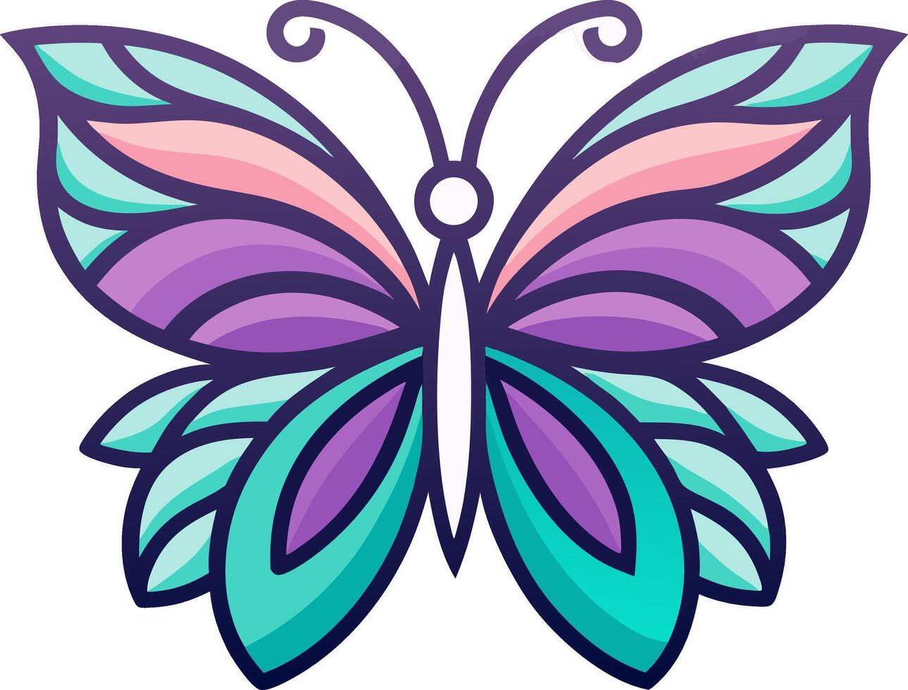 Colorful Butterfly Illustration with Elegant Wings for Tattoo and Coloring Book Designs vector