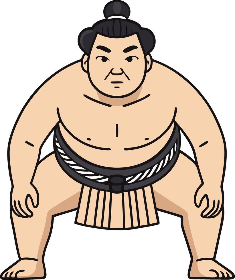 Sumo Wrestler Strength Pose Art Ideal for Sports Themes and Creative Projects vector