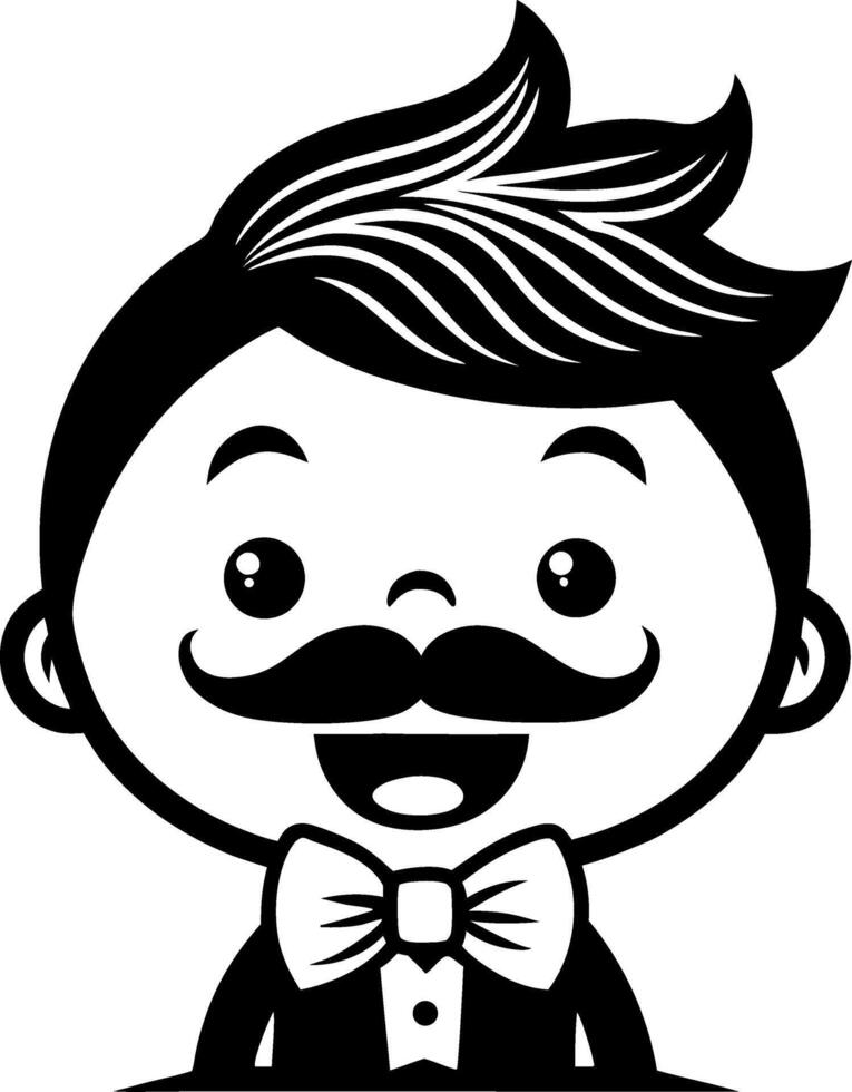Cheerful Boy Character with Bow Tie and Mustache for Cartoon Designs and Kids Illustrations vector