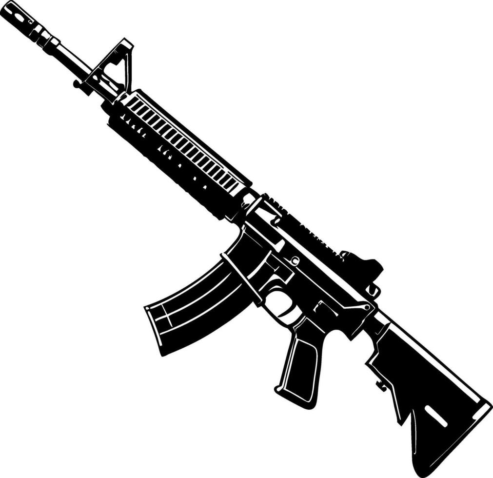 Stylized Illustration of an Assault Rifle for Graphic Designs and Print Projects vector