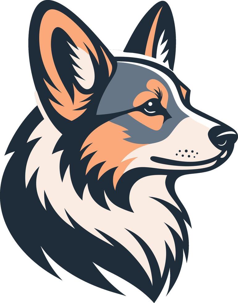 Detailed Corgi Dog Head Profile Illustration Perfect for Tattoos and Pet Lover Gifts vector
