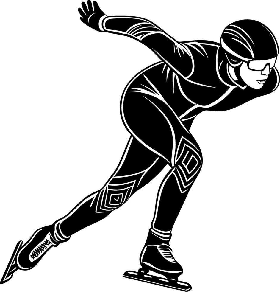 Dynamic Speed Skater Silhouette in Athletic Pose for Sports Design and Merchandise vector
