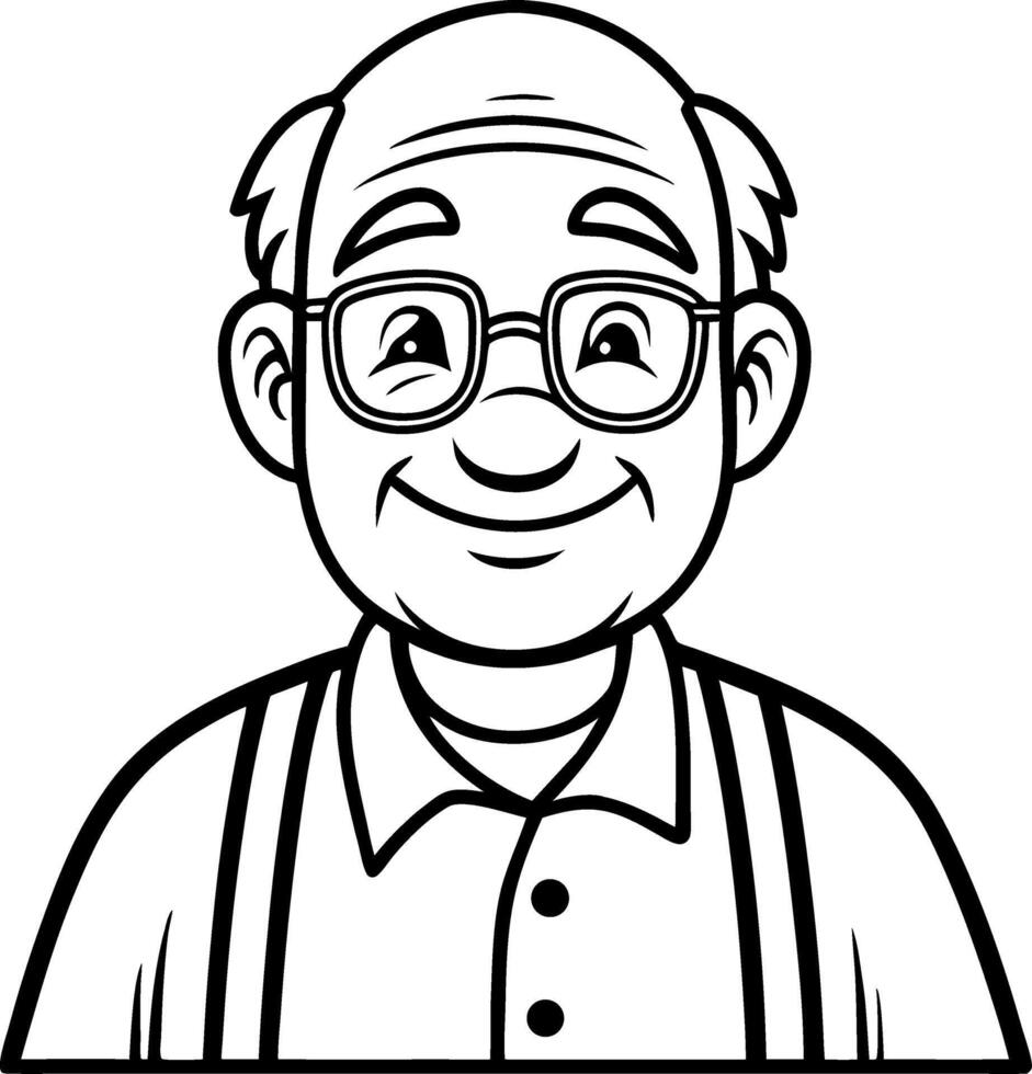 Cheerful Elderly Man Character Design for Coloring Book and Educational Materials vector