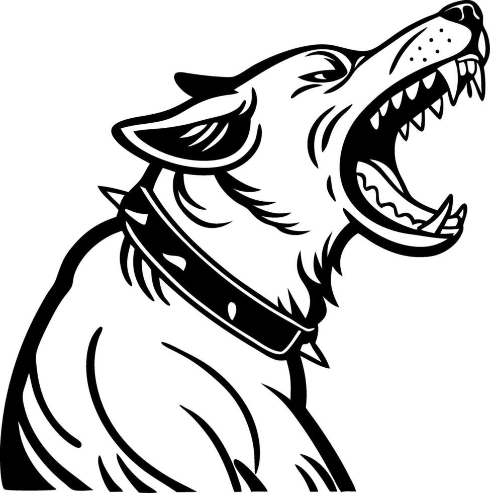 Ferocious Dog Head with Spiked Collar Illustration for Tattoo Design and Artwork vector