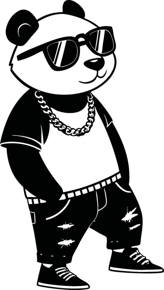 Stylish Panda Character in Sunglasses and Urban Streetwear for Fun Designs and Illustrations vector