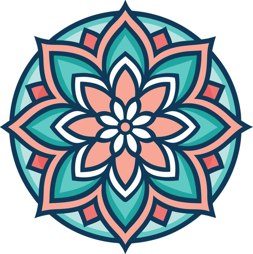 Colorful Mandala Flower Design with Intricate Patterns for Meditation and Relaxation vector
