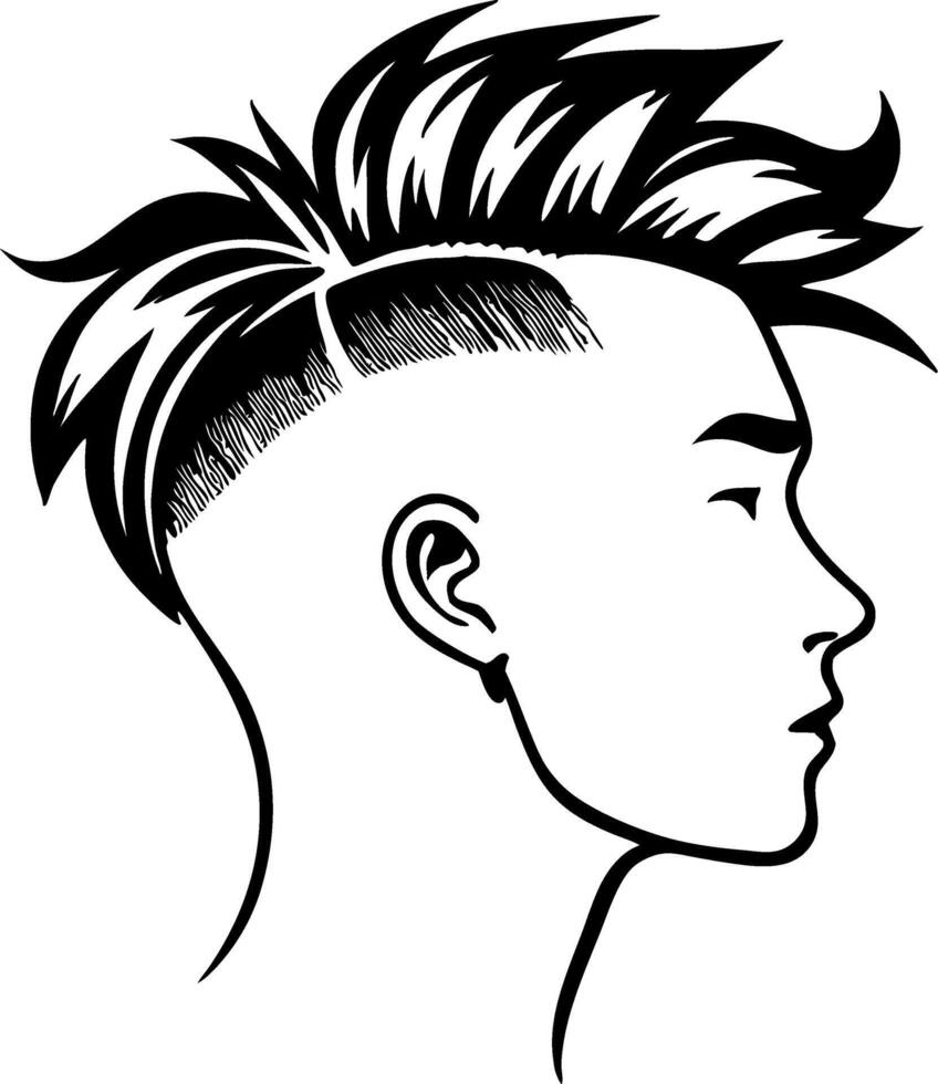 Stylish Side Profile of a Young Man with Spiky Haircut Ideal for Tattoo and Graphic Design vector