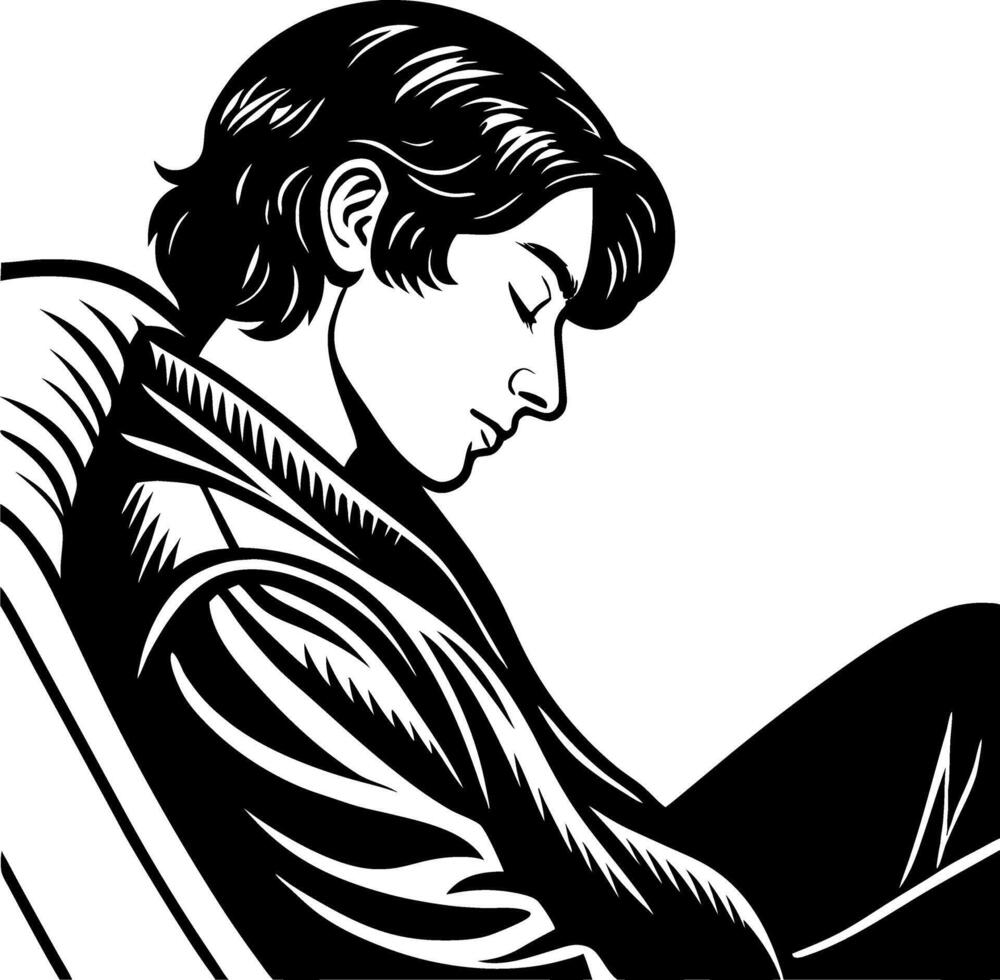 Contemplative Portrait of a Young Person in a Relaxed Pose for Artistic Inspiration vector