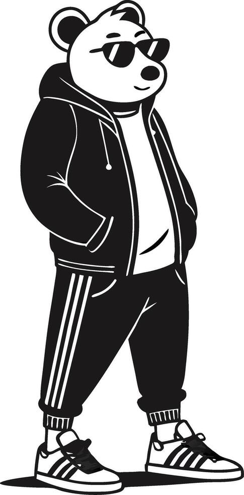 Cool Panda Character in Hip Hop Style Casual Outfit with Sunglasses and Streetwear Fashion vector
