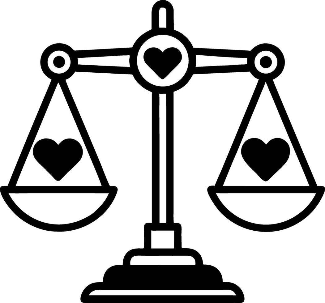 Heart Balancing Scales Symbolizing Love and Justice for Tattoos and Graphic Designs vector