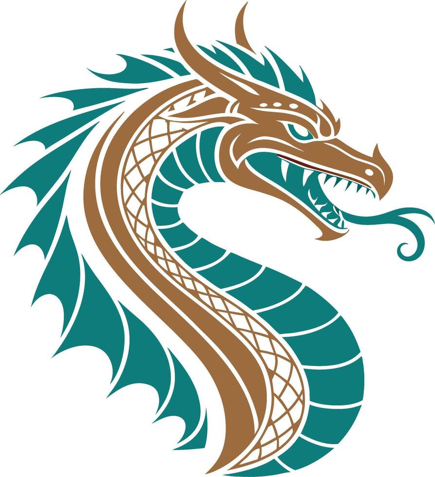 Majestic Dragon Head Design for Tattoos and Illustrations in Bold Colors vector
