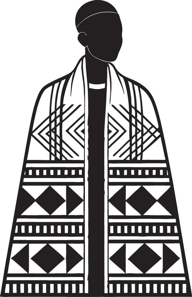 Stylish African Patterned Cloak Design for Fashion Illustrations and Cultural Artwork vector
