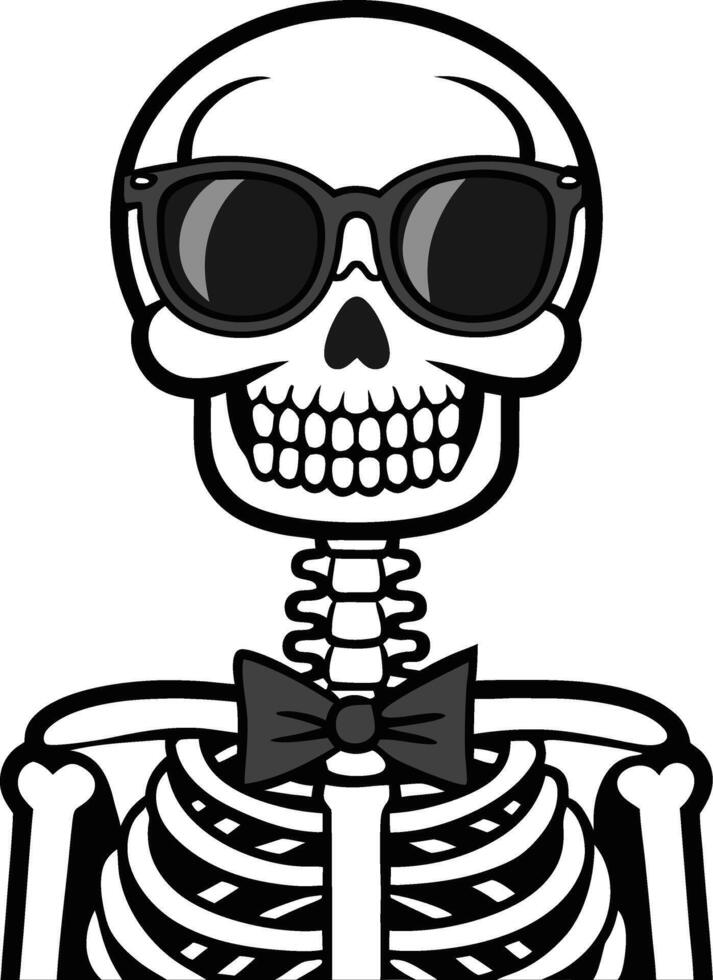 Cool Skeleton in Sunglasses and Bowtie Perfect for Halloween Decorations and Fun Designs vector