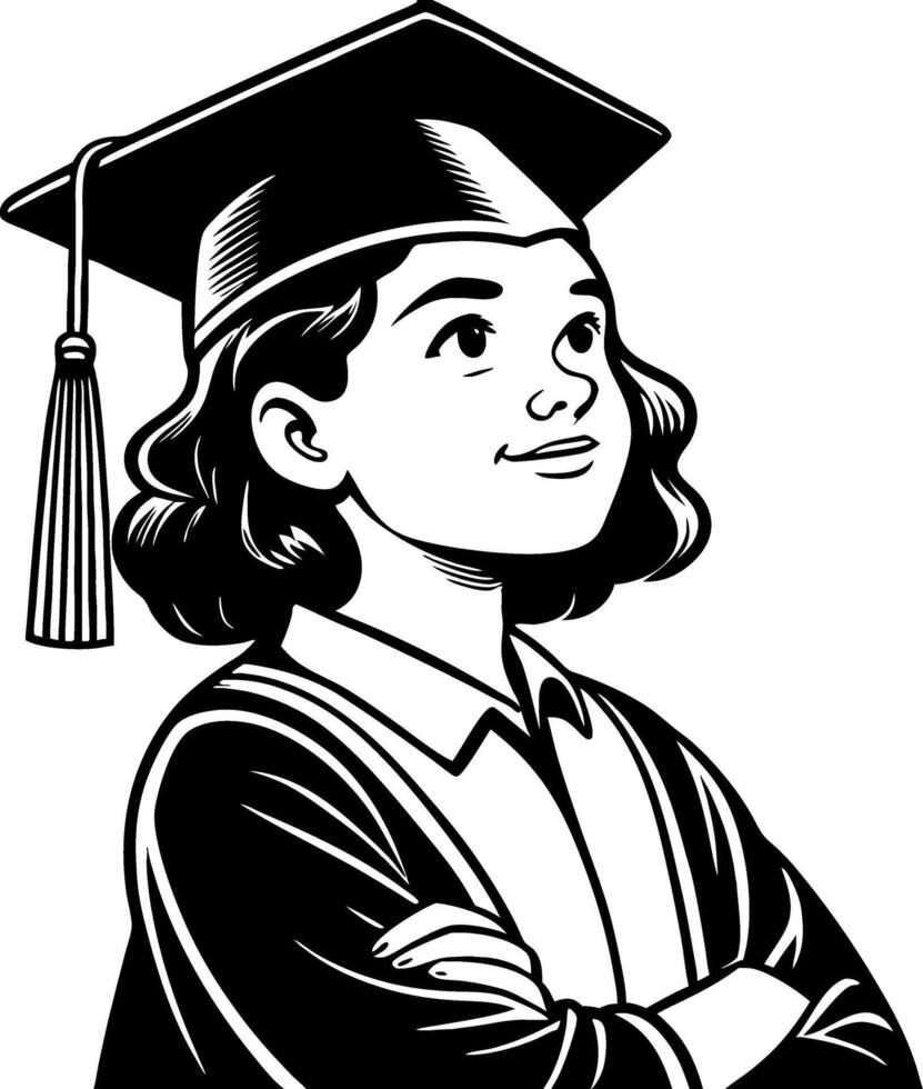 Confident Female Graduate with Cap and Gown Illustration for Education Themes vector
