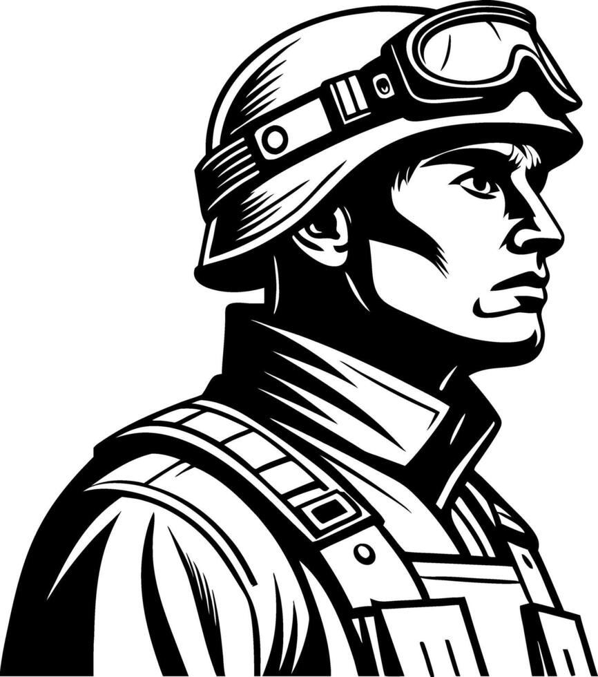 Detailed Warrior Soldier Profile Design for Military Themes and Graphic Illustrations vector