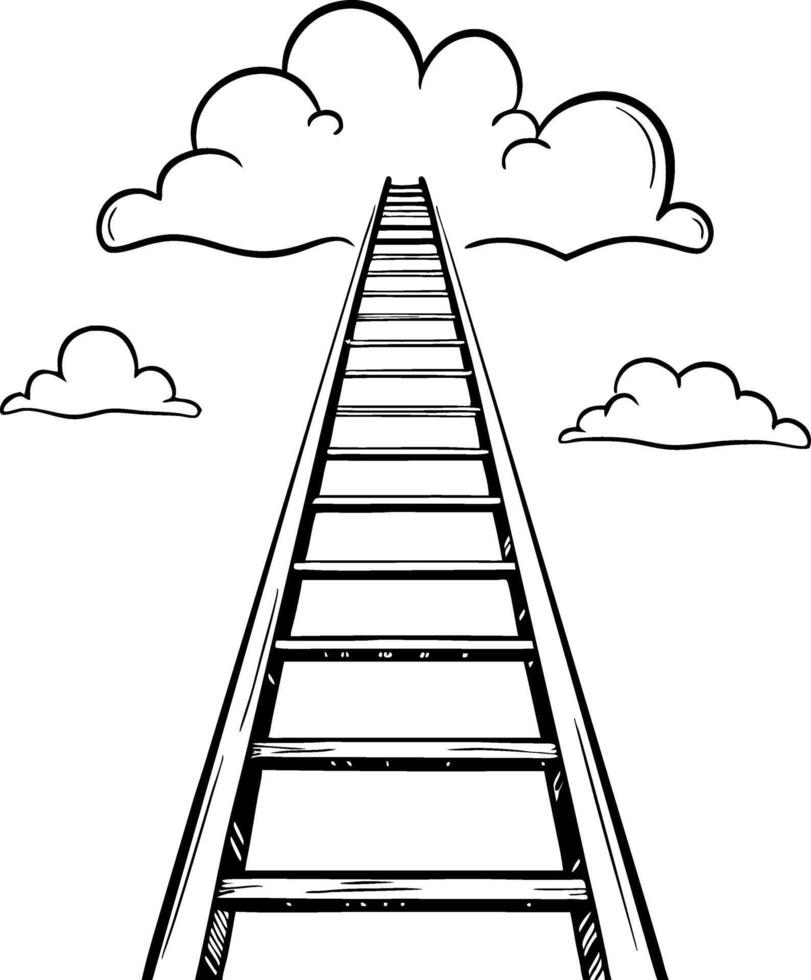 Ladder Reaching Toward Clouds Symbolizing Aspirations and Dreams vector