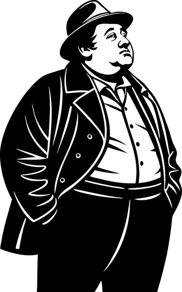 Classic Stylish Man in Fedora and Overcoat Illustration for Tattoo and Design Projects vector