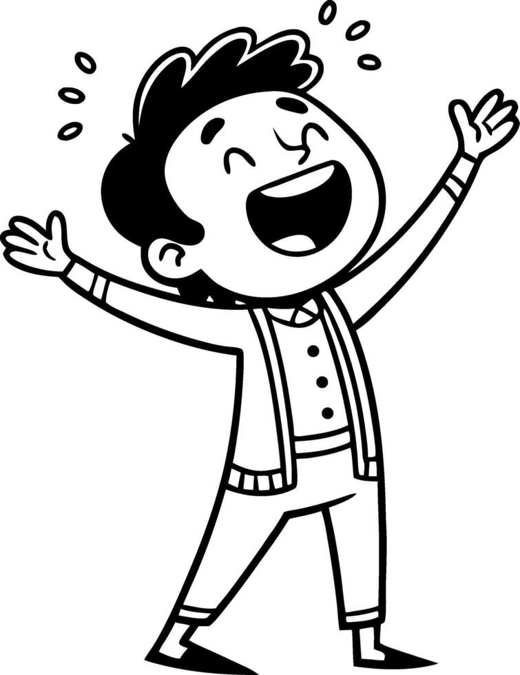 Joyful Cartoon Boy with Outstretched Arms Celebrating Happiness and Positive Vibes vector