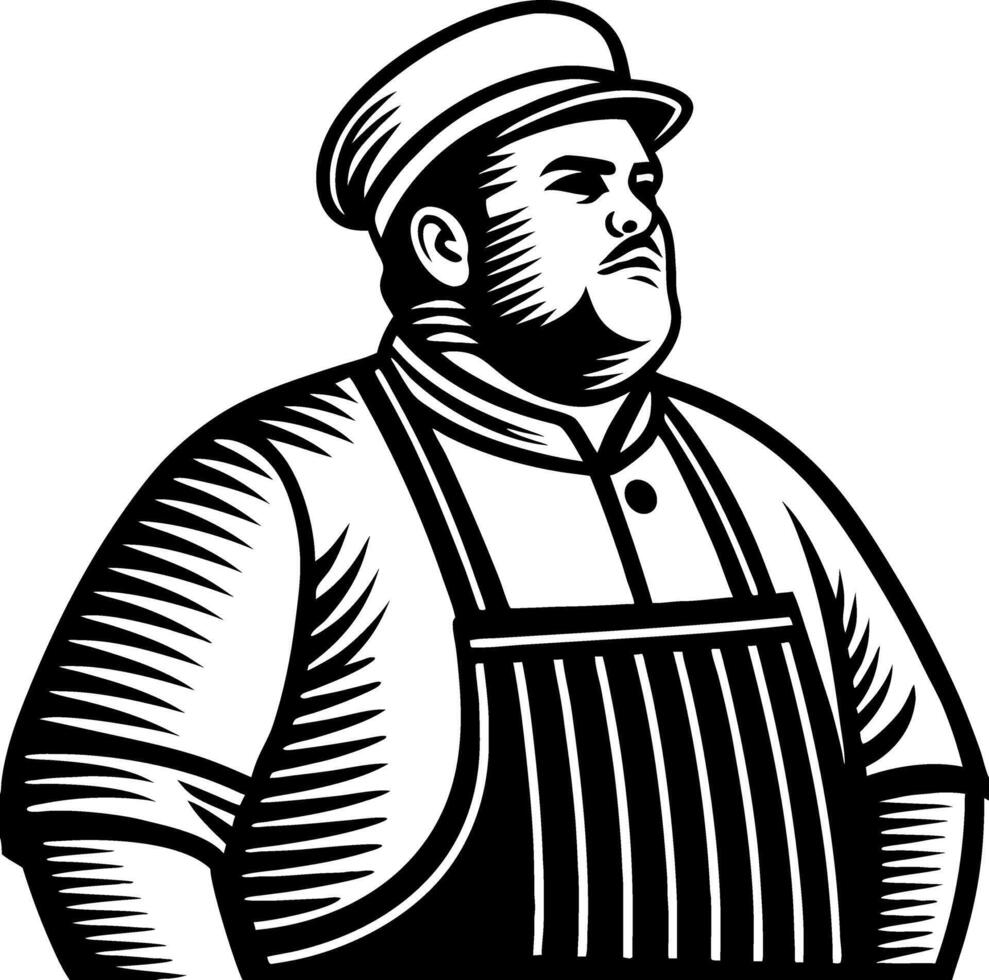 Vintage Chef Character Illustration in Bold Black and White Style Great for Restaurant Branding vector
