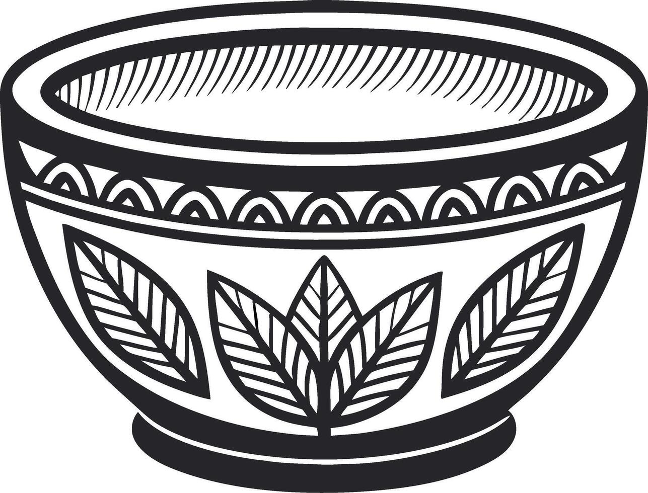 Decorative Leaf Pattern Bowl for Pottery Crafting and Home Decor vector