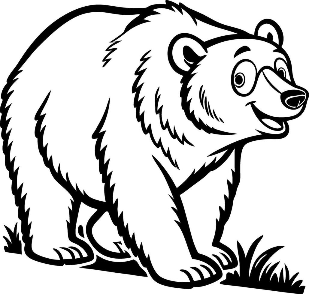Cute Cartoon Bear Character Design for Coloring Books and Educational Materials vector