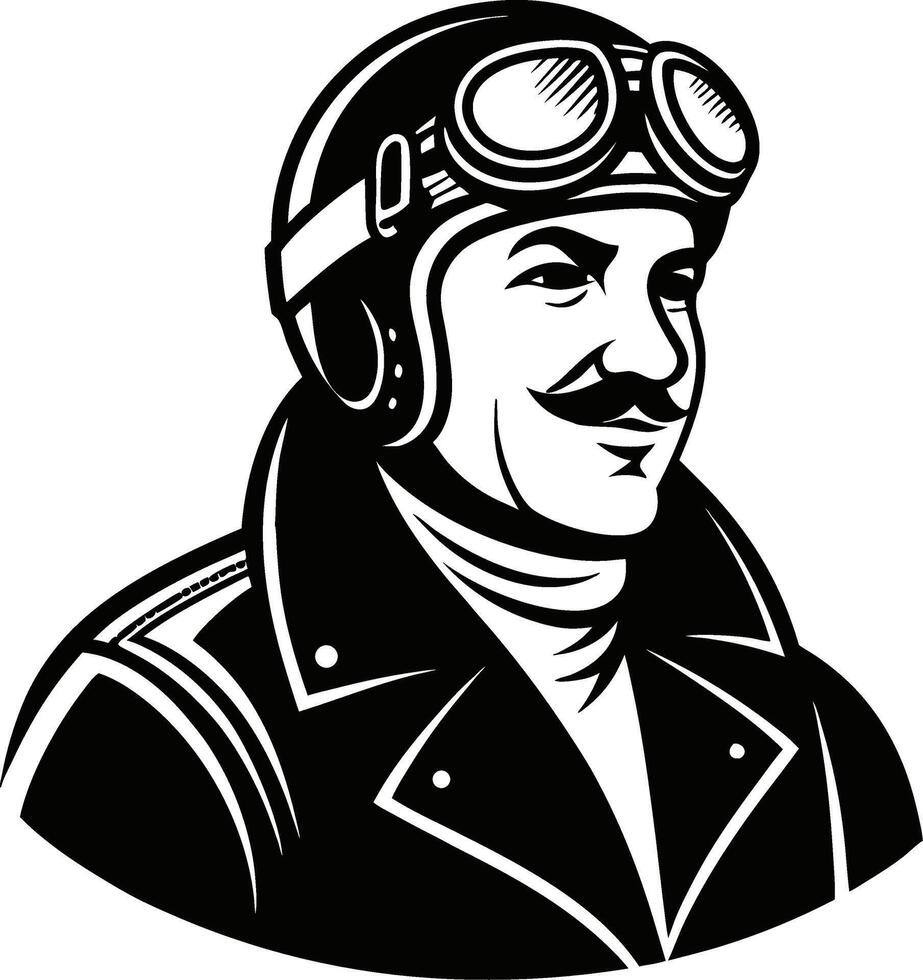 Vintage Pilot Illustration with Aviator Goggles for Tattoo Design or Apparel vector