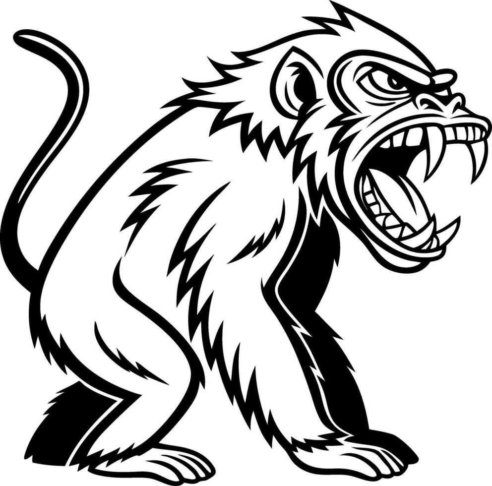 Aggressive Monkey Illustration Perfect for Tattoo Design or T-shirt Graphics vector