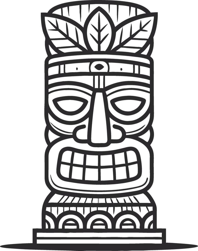 Intricate Tiki Statue Design for Tattoo Inspiration and Coloring Pages vector